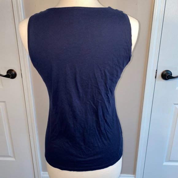 Ann Taylor ruffle tank top navy M EUC - Picture 4 of 4